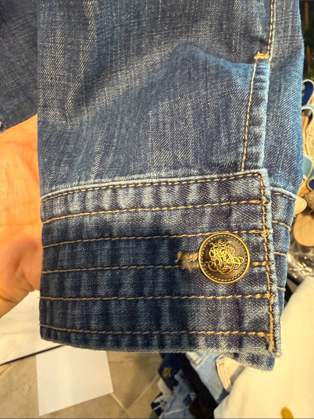 CHICOS Denim Military-Style Jacket - Blue - Picture 8 of 12